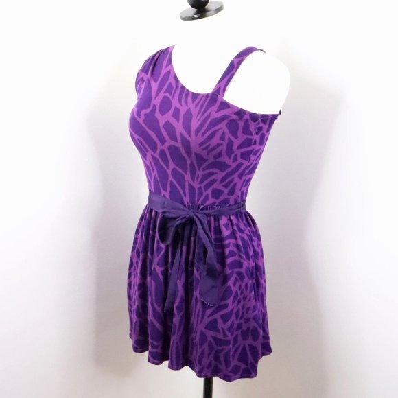 Twelve by Twelve Women's S Purple Animal Print Knit One-Shoulder Sleeveless Top - Picture 3 of 11
